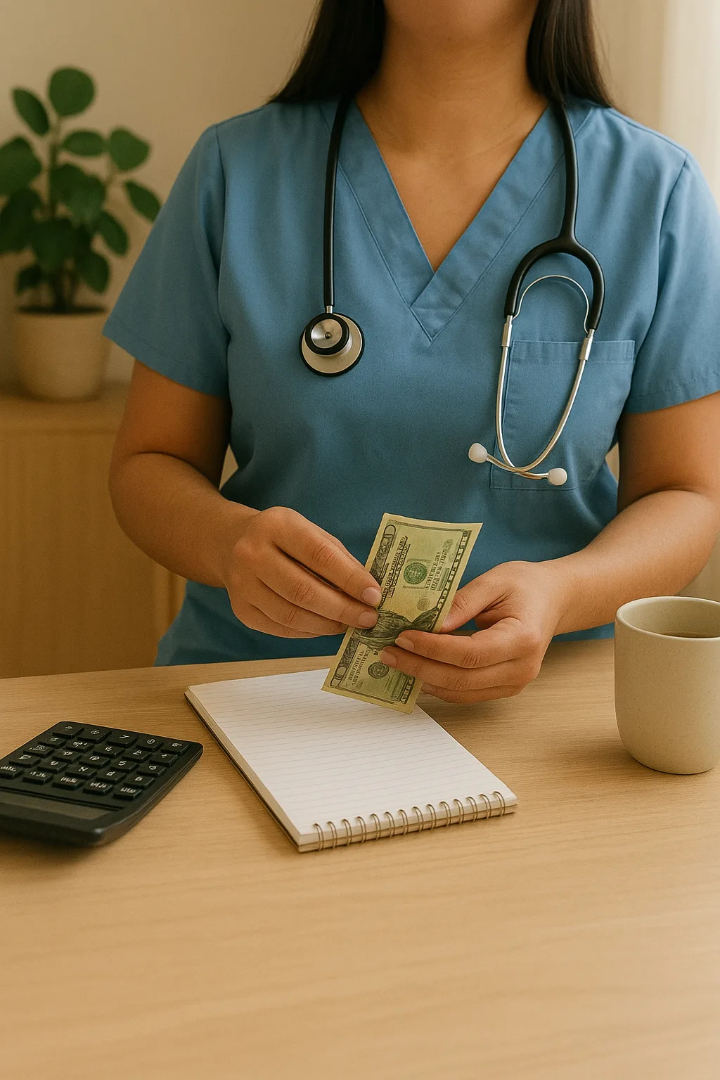 Healthcare worker managing finances - financial planning for nurses